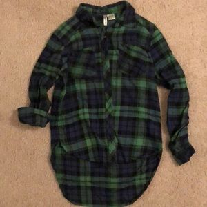 High low flannel top